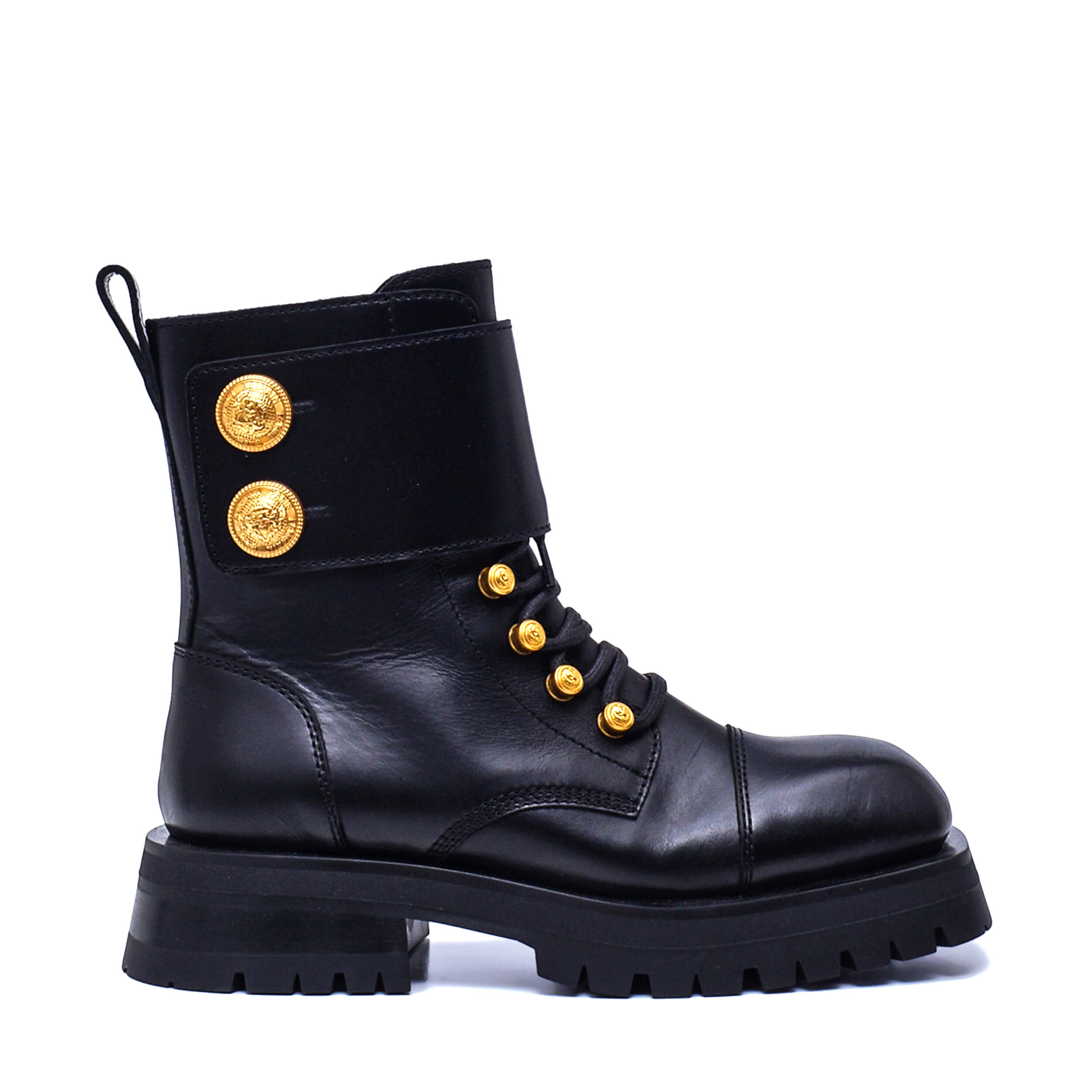 Balmain - Black Leather Ranger Army Combat Boots / 38